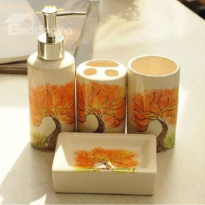 Attractive Graceful Maple Ceramic 4-piece Bath Accessories