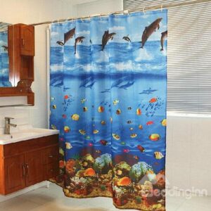 Dynamic Blue Ocean World Dacron Shower Curtain