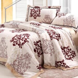 Unique Flower Pattern 4-Piece Coral Fleece Duvet Cover Sets