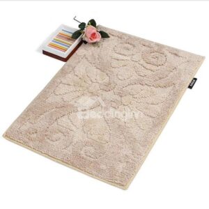 Elegant Jacquard Beige Rectangular Anti-slip Bath Rug