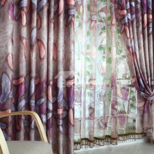 High Quality Exquisite Printed Jacquard Weave Pleated Sheer Curtain