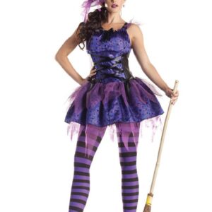 Sexy Purple Witch Hat With Skirt 2 Pieces Costume