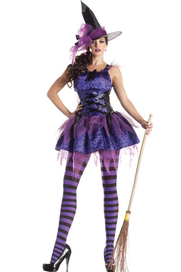 Sexy Purple Witch Hat With Skirt 2 Pieces Costume
