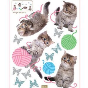 Super Cute Cats Playing with Woolballs Wall Stickers for Kids