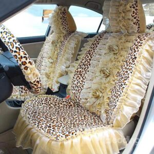 Amazing Wonderful Leopard and Beige Lace Flowers Pattern Comfortable Car Seat Cover