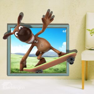 Wonderful Cool Skateboarding Dog 3D Wall Sticker