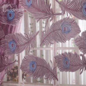 Romantic Flying Purple Peacock Custom Sheer Curtain