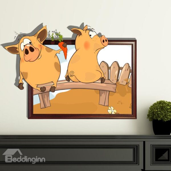 New Style Wonderful Lovely Pig 3D Wall Sticker