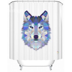 Cool 3D Prismatic Wolf Polyester Shower Curtain