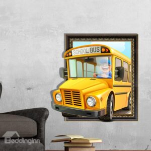 Best Quality Lovely School Bus 3D Wall Sticker