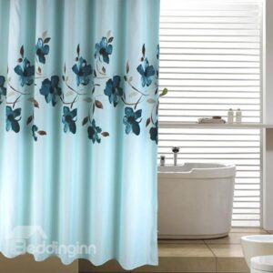 Fnacy Graceful Orchid Jacquard Blue Shower Curtain