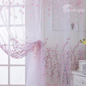 New Arrival Lovely Pretty Plum Blossom Pattern Sheer Curtain