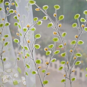 New Arrival Green Lovely Plum Blossom Pattern Sheer Curtain