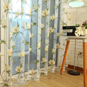 New Arrival Lovely Daisy Flower Print Custom Sheer Curtain