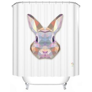 Adorable Fancy 3D Prismatic Bunny Shower Curtain