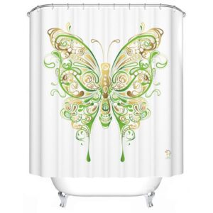 Aesthetic Attractive Green Butterfly Print Shower Curtain