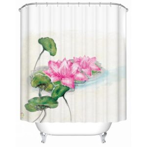 Chinoiserie Fancy Graceful Lotus Print Shower Curtain