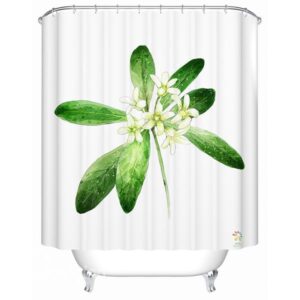Elegant Blooming Fragrant Jasmine Polyester Shower Curtain