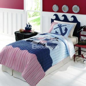 English and Mediterranean Style Pirate Ship Printed 100% Cotton Bed in a Bag