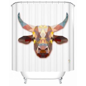 Unique 3D Prismatic Cattle Print Shower Curtain