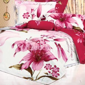 Charming Flower Print 4-Piece Combed Cotton Duvet Cover Sets