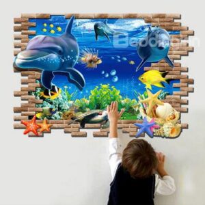 Fantastic Pretty 3D Dolphin Decorative Wall Stickers