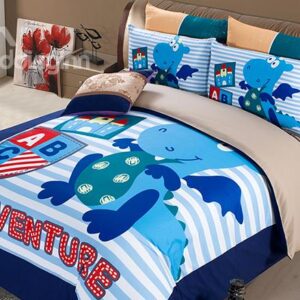 Dragon Adventure Print 4-Piece Polyester Duvet Cover Sets