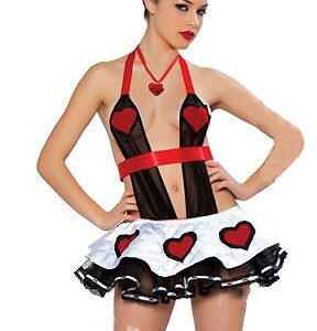 Super Sexy Queen Of Heart Open Bowknot Back Costume