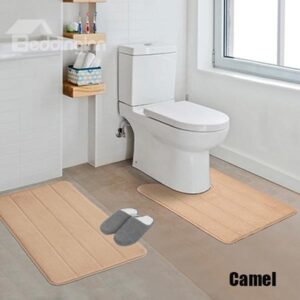 High Quality Comfy 2-piece Solid Color Bath Rug