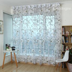 New Arrival High Quality Vivid Flower Print Custom Sheer Curtain