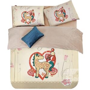 Super Cute Pony and Flower Print 3-Piece Duvet Cover Sets