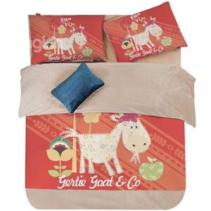 Goat and Flower Print 3-Piece Coral Fleece Duvet Cover Sets