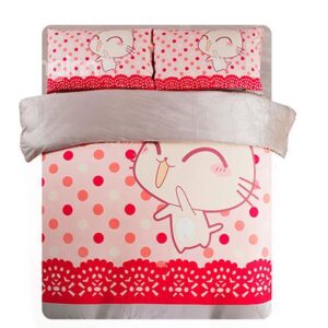 Favorite Cartoon Cat Print 3-Piece Coral Fleece Duvet Cover Sets