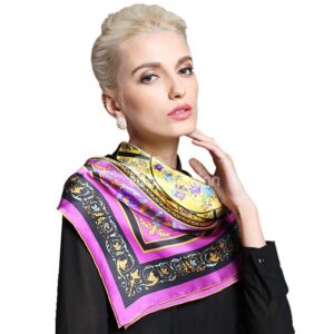Classic Barroco Pattern Handmade Edge Mulberry Silk Shawl Scarf