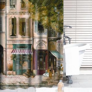 Vintage Classic Cafe House Print Thick Polyester Shower Curtain