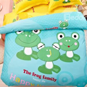 The Frog Family Print 4-Piece Natural Cotton Duvet Cover Sets
