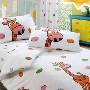 Giraffe and Blue Rabbit Print 4-Piece Combed Cotton Duvet Cover Sets