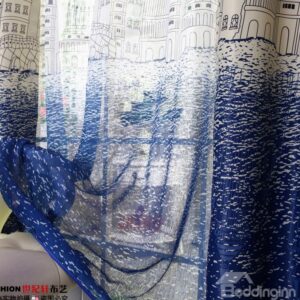 New Arrival Contemporary Castle Printing Custom Sheer Curtain