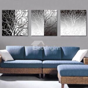 Classic White and Black Tree 3-Piece Crystal Film Art Wall Print