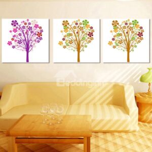 Fantastic Colorful Trees 3-Piece Crystal Film Art Wall Print
