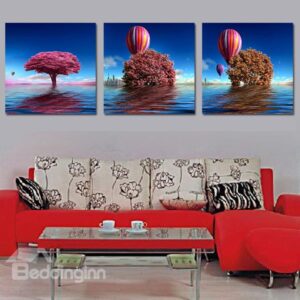 Flower Tree in the Sea 3-Piece Crystal Film Art Wall Print
