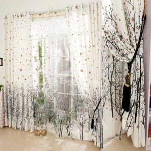 New Arrival Vivid Tree Pattern Grommet Top Curtain