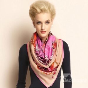 Wild Leopard Print Hand Made Edge Wool Shawl Square Scarf