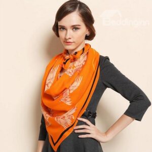 Flying Wings Pattern Hand Made Edge Wool Square Shawl Scarf