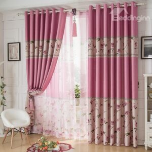 New Arrival Duplex Floral Printing Grommet Top Curtain