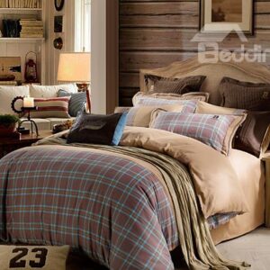 Charming Plaid Pattern 4-Piece Cotton Duvet Cover Sets