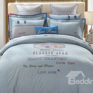 Classical Jean Pattern 4-Piece Cotton Duvet Cover Sets