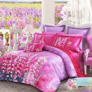 Dull Ice Flower Print 4-Piece Cotton Duvet Cover Sets