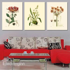 Classic Plant Flowers 3-Piece Crystal Film Art Wall Print