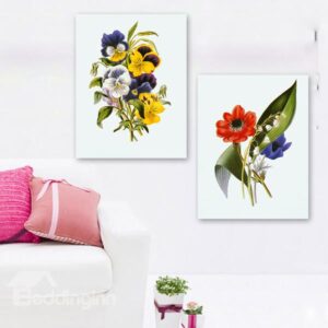 New Style Plant with Flowers 2-Piece Crystal Film Art Wall Print